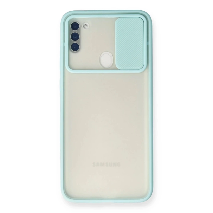BFS  Samsung Galaxy A11 Kılıf Palm Buzlu Kamera Sürgülü Silikon - Turkuaz