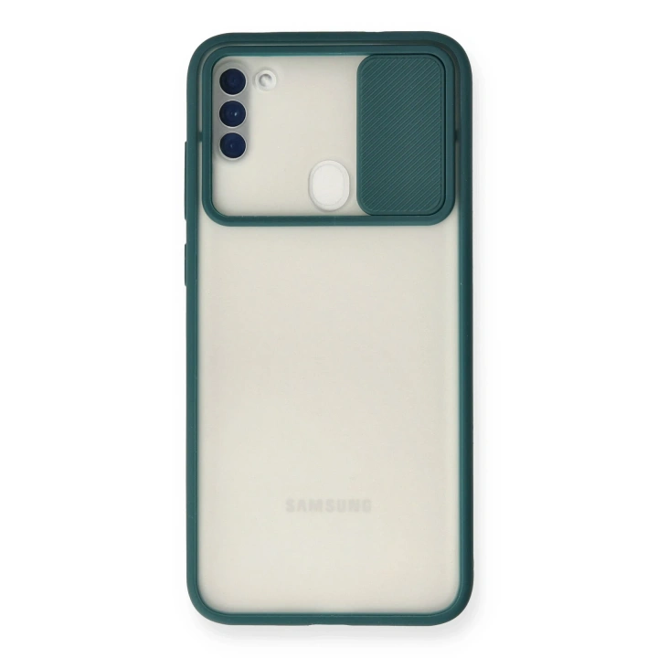BFS  Samsung Galaxy A11 Kılıf Palm Buzlu Kamera Sürgülü Silikon - Yeşil