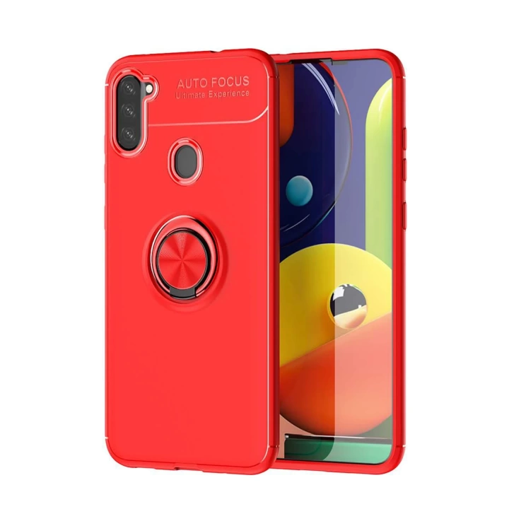 BFS  Samsung Galaxy A11 Kılıf Range Yüzüklü Silikon - Kırmızı