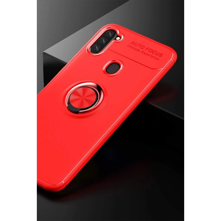 BFS  Samsung Galaxy A11 Kılıf Range Yüzüklü Silikon - Kırmızı