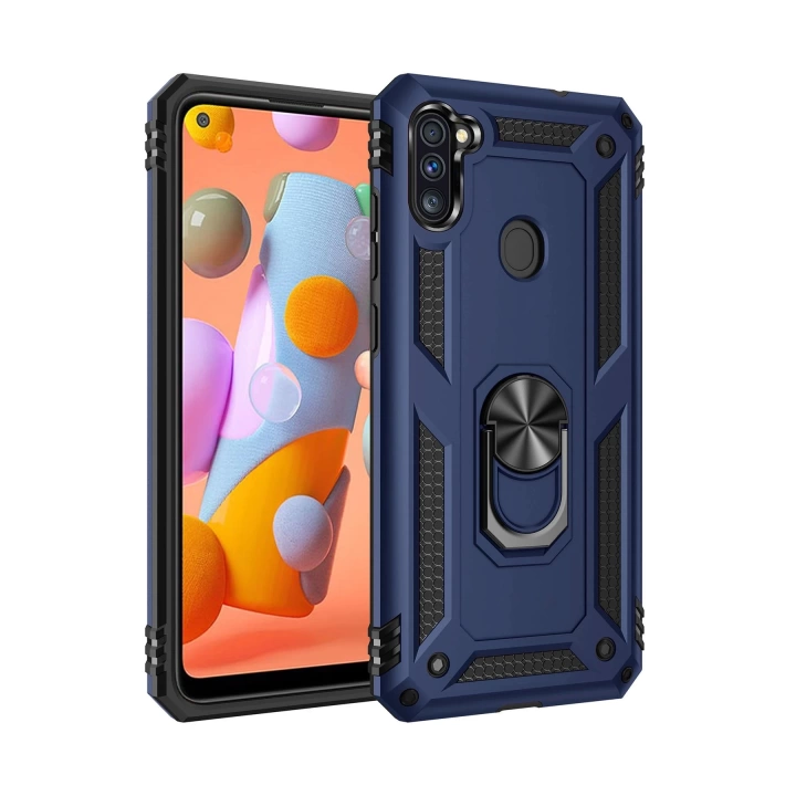 BFS  Samsung Galaxy A11 Kılıf Sofya Yüzüklü Silikon Kapak - Lacivert