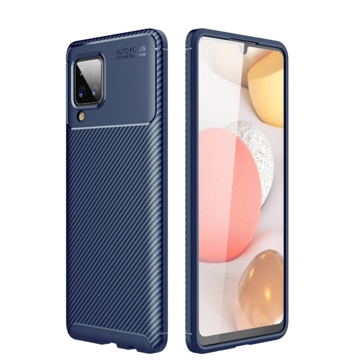 BFS  Samsung Galaxy A12 Kılıf Auto Focus Karbon Kapak - Lacivert