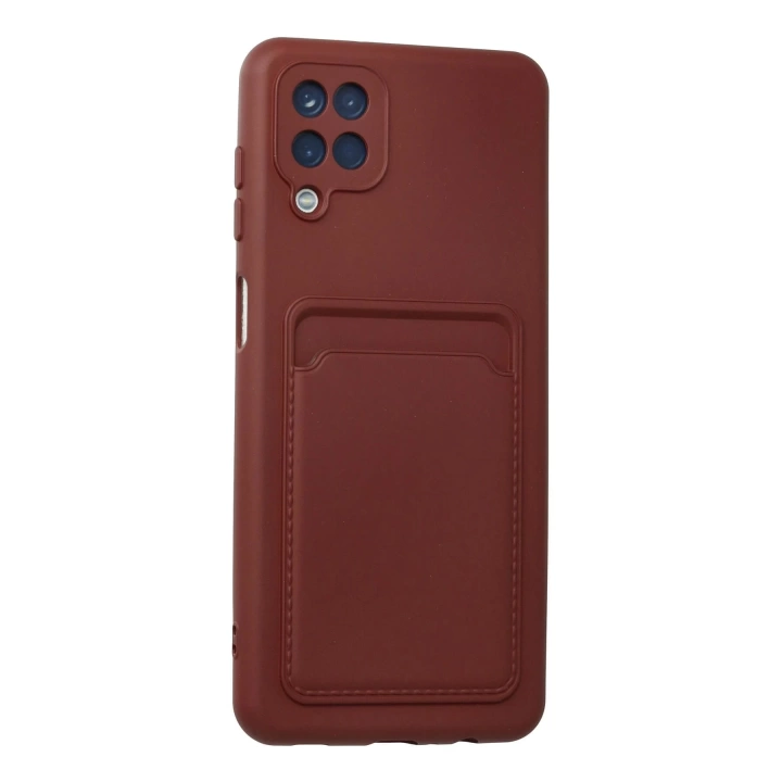 BFS Samsung Galaxy A12 Kılıf Kelvin Kartvizitli Silikon - Bordo