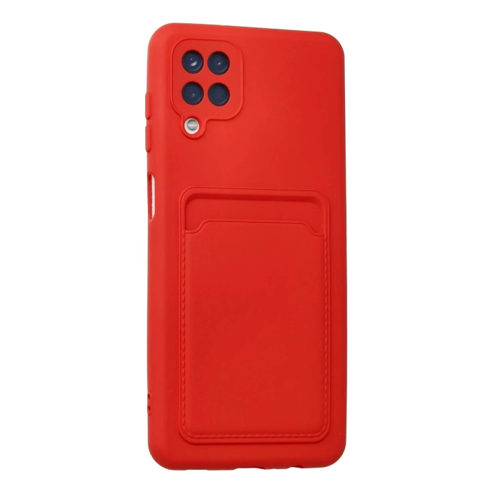 BFS  Samsung Galaxy A12 Kılıf Kelvin Kartvizitli Silikon - Kırmızı