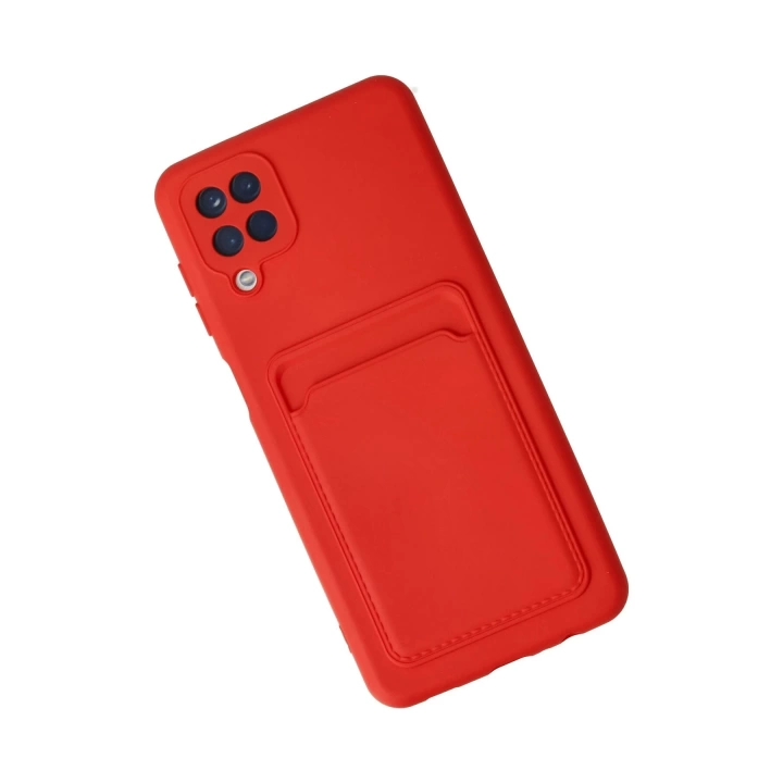 BFS  Samsung Galaxy A12 Kılıf Kelvin Kartvizitli Silikon - Kırmızı