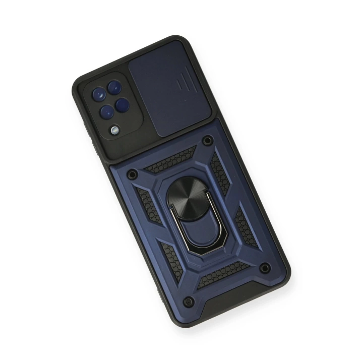 BFS  Samsung Galaxy A12 Kılıf Pars Lens Yüzüklü Silikon - Lacivert
