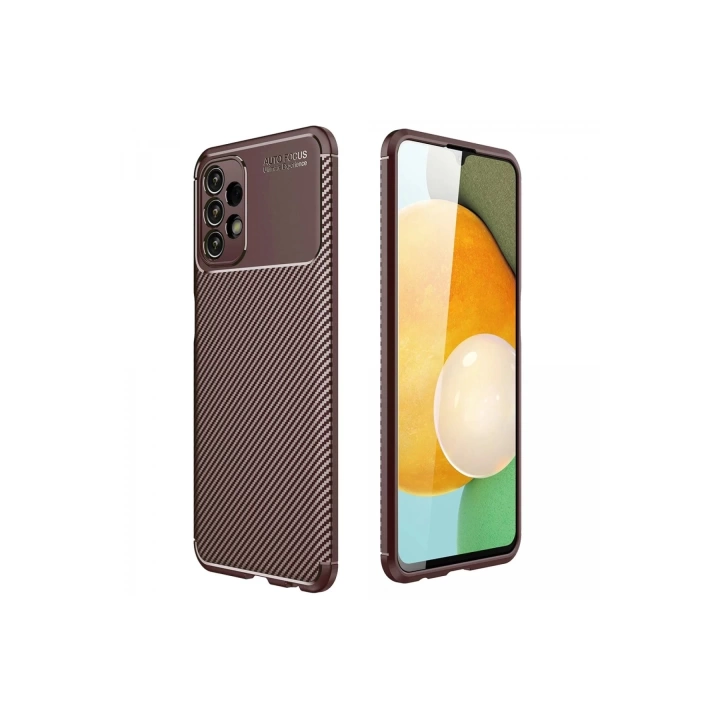 BFS  Samsung Galaxy A13 4G Kılıf Auto Focus Karbon Kapak - Kahverengi
