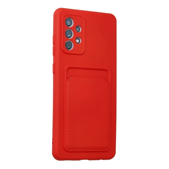 BFS  Samsung Galaxy A13 4G Kılıf Kelvin Kartvizitli Silikon - Kırmızı