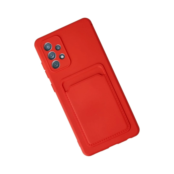 BFS  Samsung Galaxy A13 4G Kılıf Kelvin Kartvizitli Silikon - Kırmızı