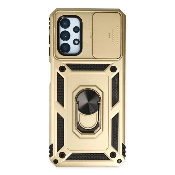 BFS  Samsung Galaxy A13 4G Kılıf Pars Lens Yüzüklü Silikon - Gold