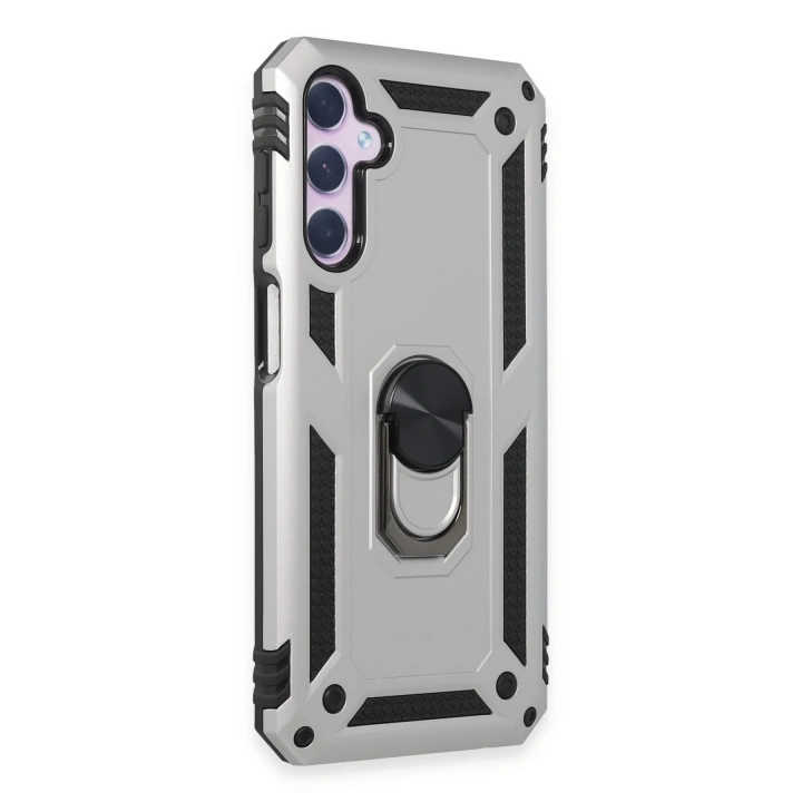 BFS  Samsung Galaxy A14 4G Kılıf Sofya Yüzüklü Silikon Kapak - Gümüş