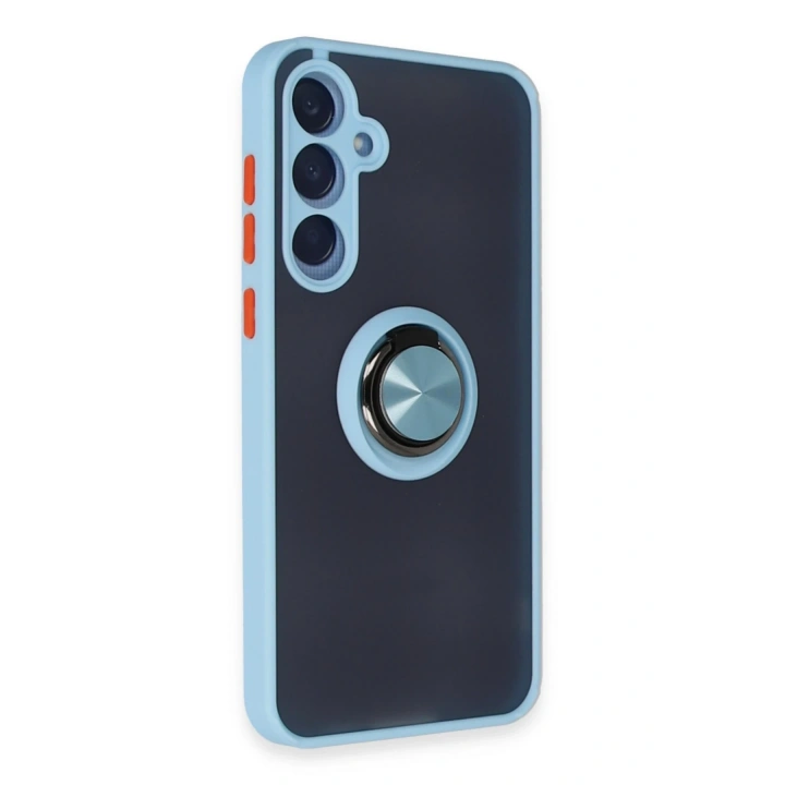 BFS  Samsung Galaxy A15 4G Kılıf Montreal Yüzüklü Silikon Kapak - Buz Mavi
