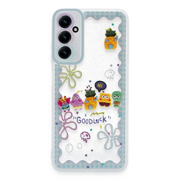 BFS  Samsung Galaxy A15 4G Kılıf Sweet Desenli Silikon Kapak - Açık Mavi