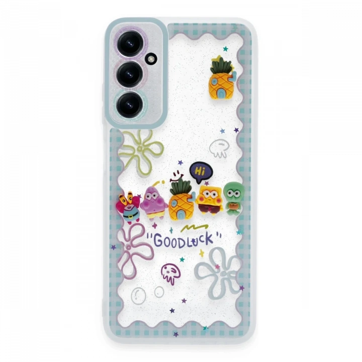 BFS  Samsung Galaxy A15 4G Kılıf Sweet Desenli Silikon Kapak - Açık Mavi