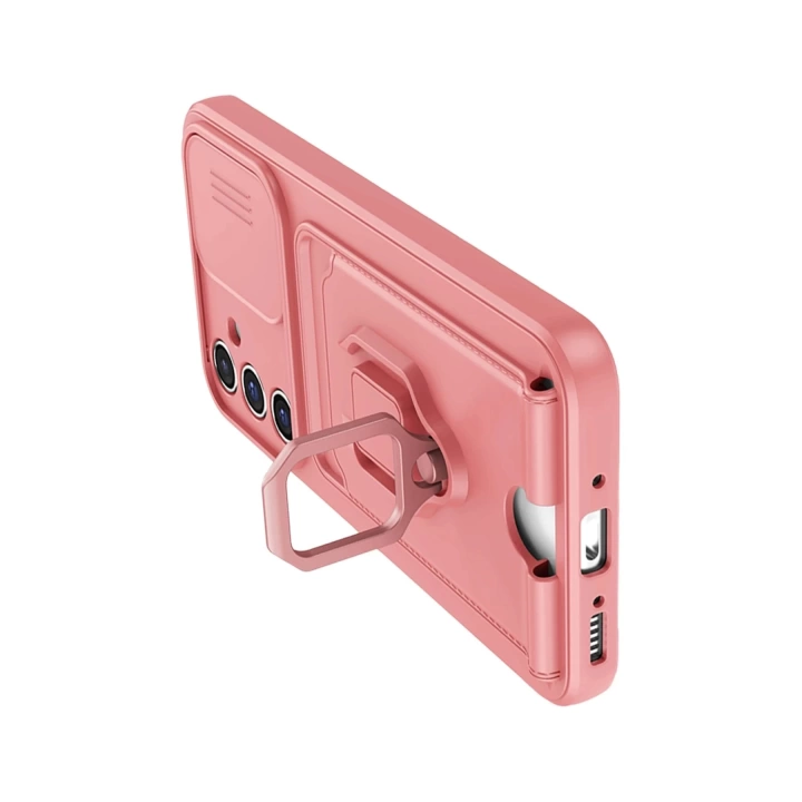 BFS  Samsung Galaxy A15 4G Kılıf Zuma Kartvizitli Yüzüklü Silikon - Pembe