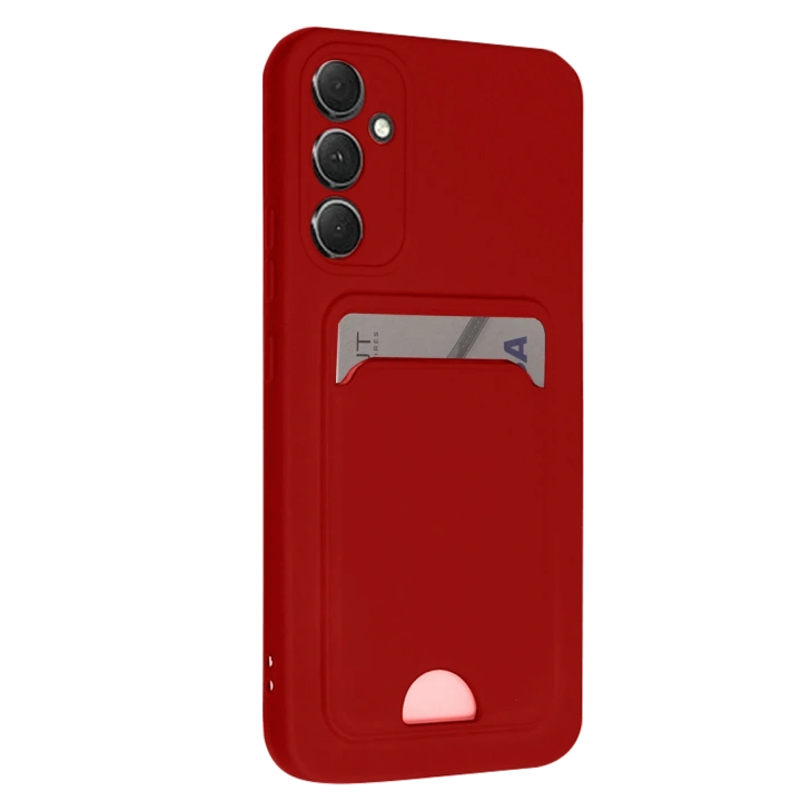 BFS  Samsung Galaxy A16 5G Kılıf Kelvin Kartvizitli Silikon - Kırmızı