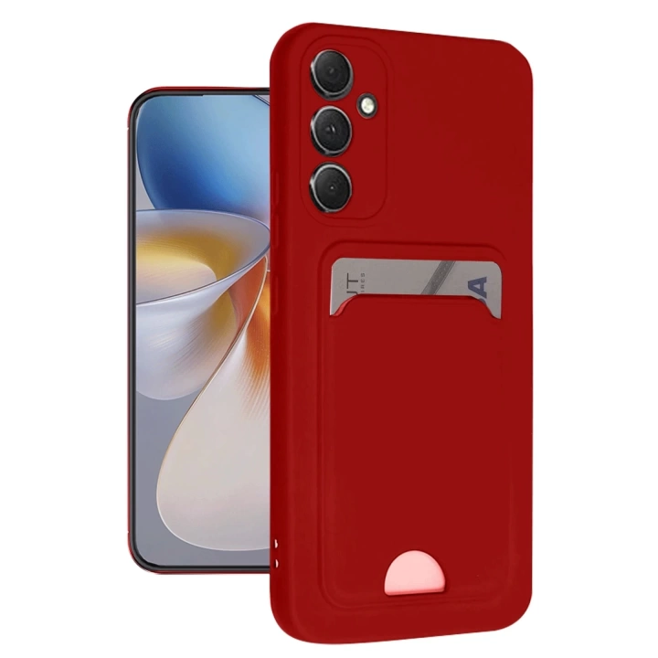 BFS  Samsung Galaxy A16 5G Kılıf Kelvin Kartvizitli Silikon - Kırmızı