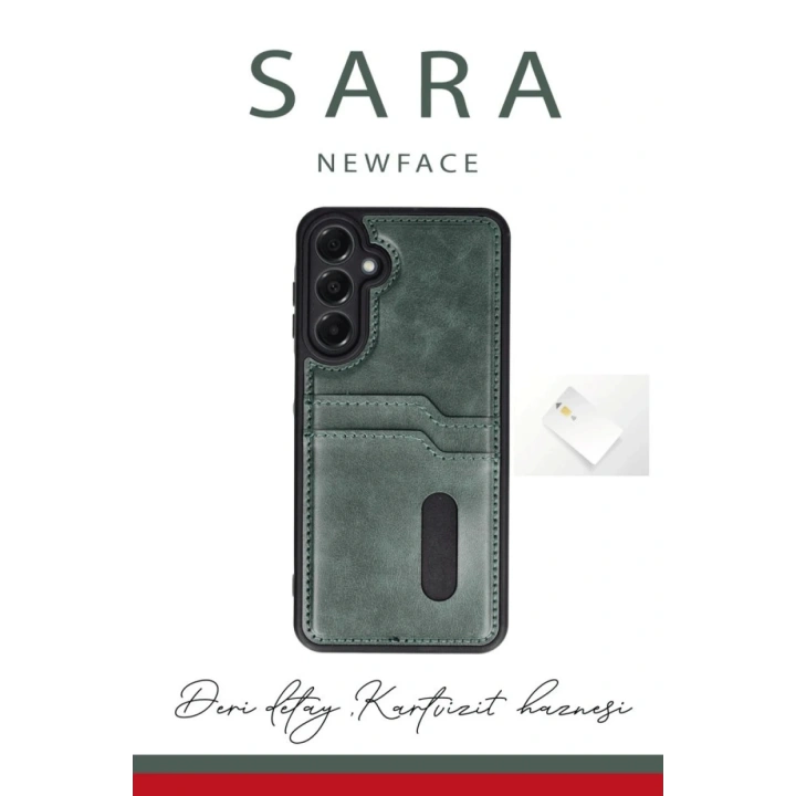 BFS  Samsung Galaxy A16 5G Kılıf Sara Kartvizitli Deri Kılıf - Lacivert