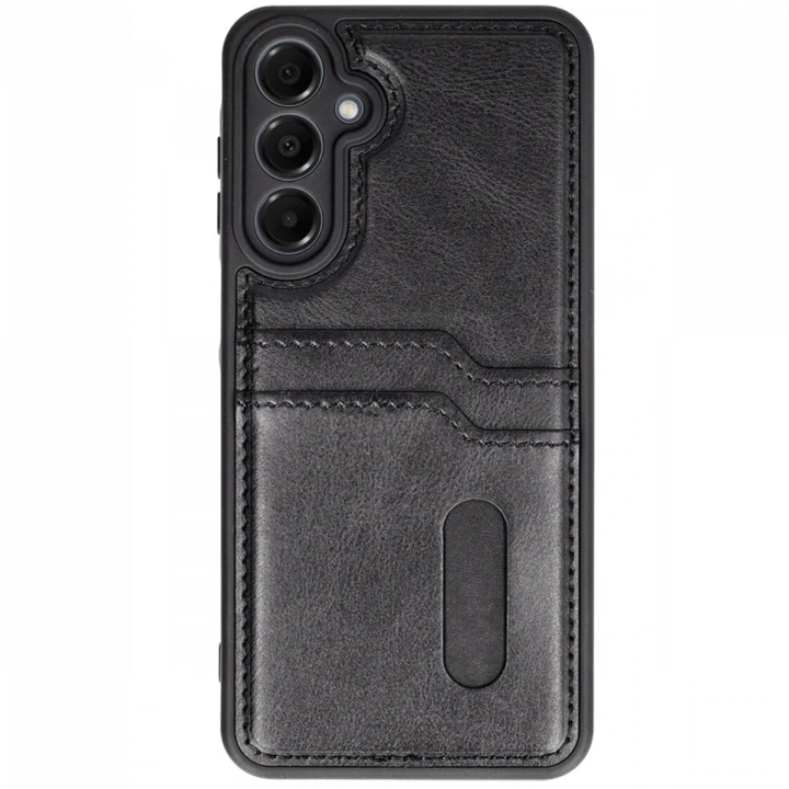 BFS  Samsung Galaxy A16 5G Kılıf Sara Kartvizitli Deri Kılıf - Siyah