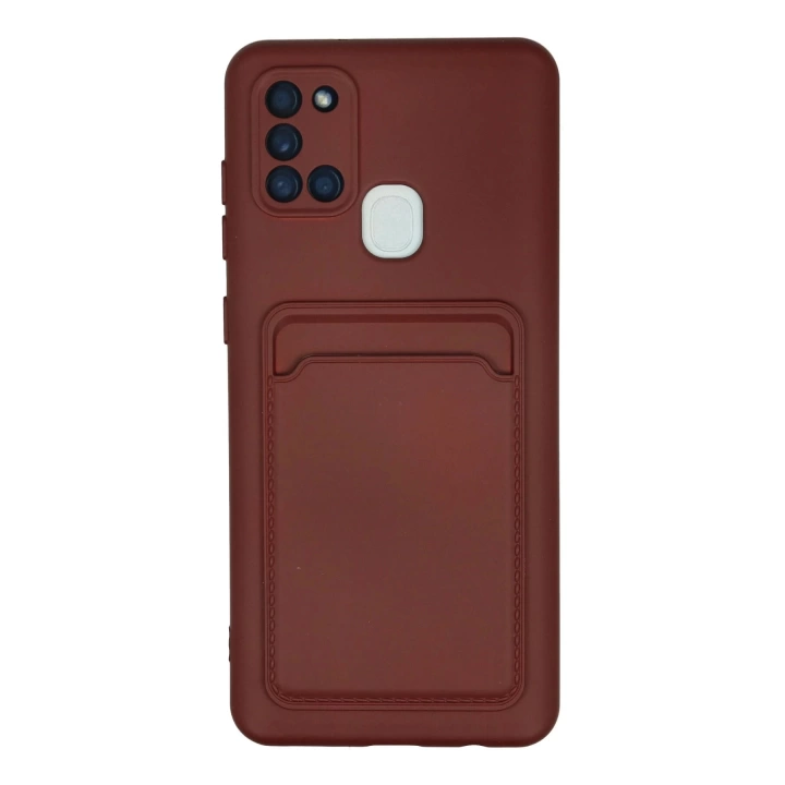 BFS Samsung Galaxy A21S Kılıf Kelvin Kartvizitli Silikon - Bordo