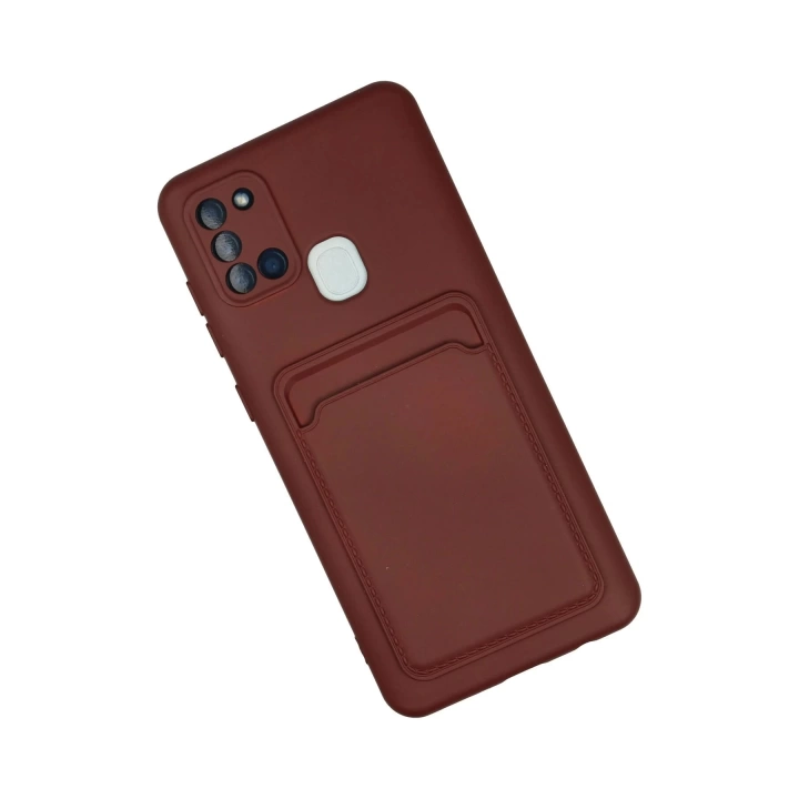 BFS Samsung Galaxy A21S Kılıf Kelvin Kartvizitli Silikon - Bordo