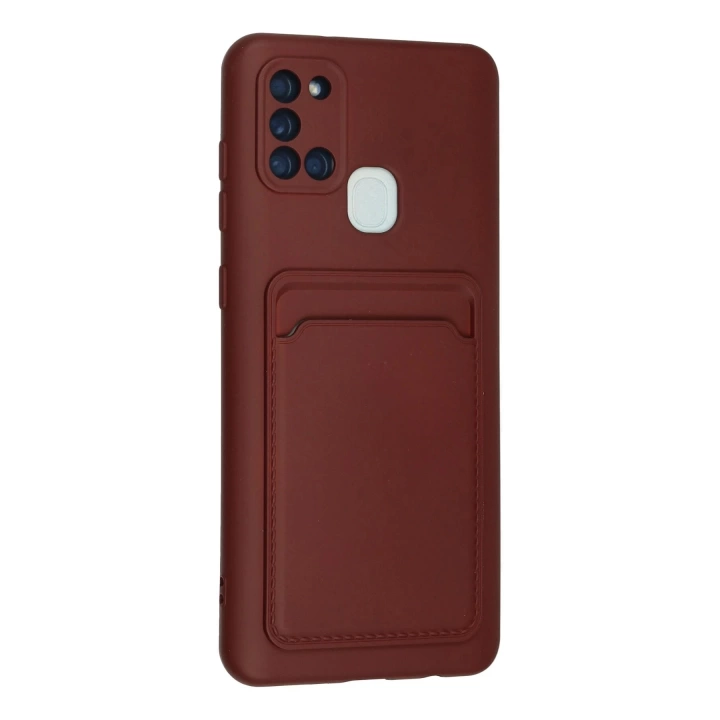 BFS Samsung Galaxy A21S Kılıf Kelvin Kartvizitli Silikon - Bordo