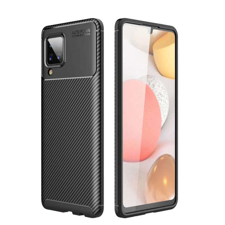 BFS  Samsung Galaxy A22 Kılıf Auto Focus Karbon Kapak - Siyah