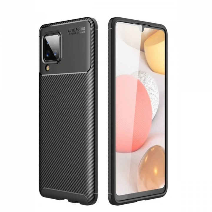 BFS  Samsung Galaxy A22 Kılıf Auto Focus Karbon Kapak - Siyah