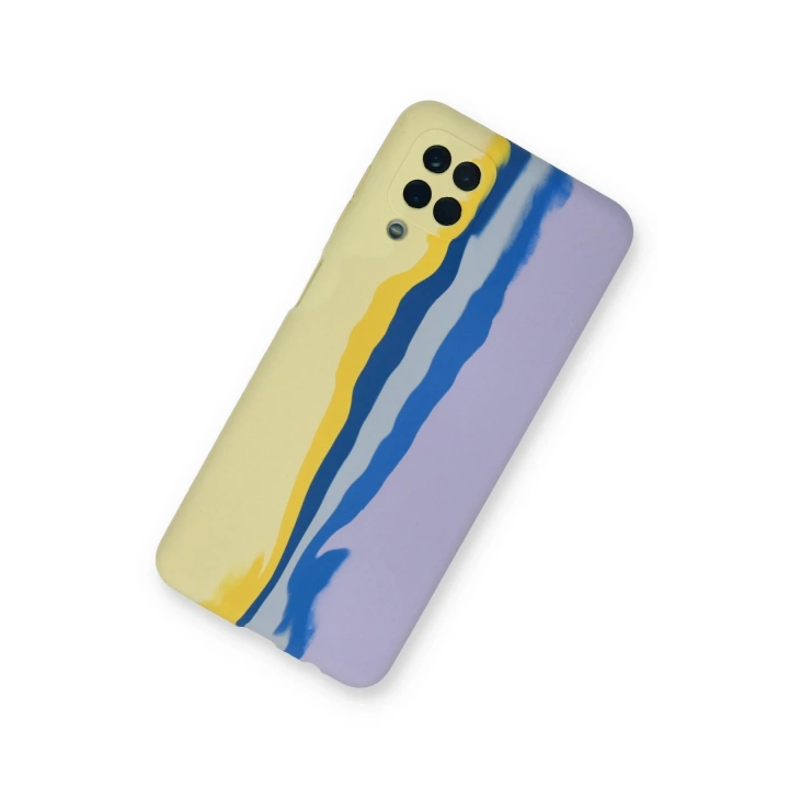 BFS  Samsung Galaxy A22 Kılıf Ebruli Lansman Silikon - Sarı-Lila