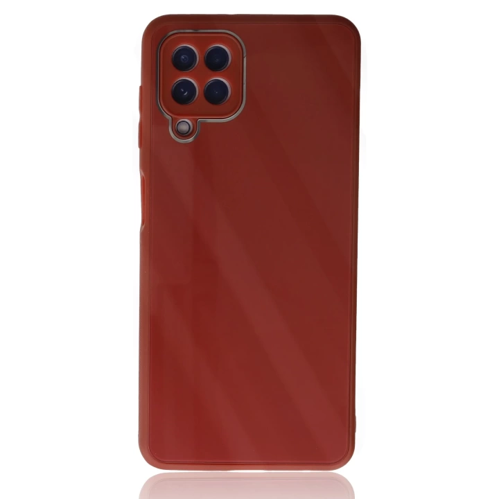 BFS  Samsung Galaxy A22 Kılıf Glass Kapak - Bordo