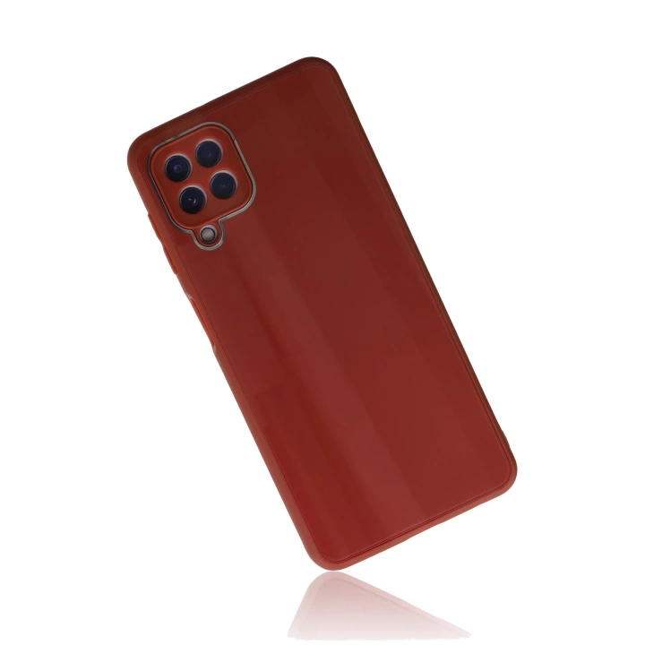 BFS  Samsung Galaxy A22 Kılıf Glass Kapak - Bordo