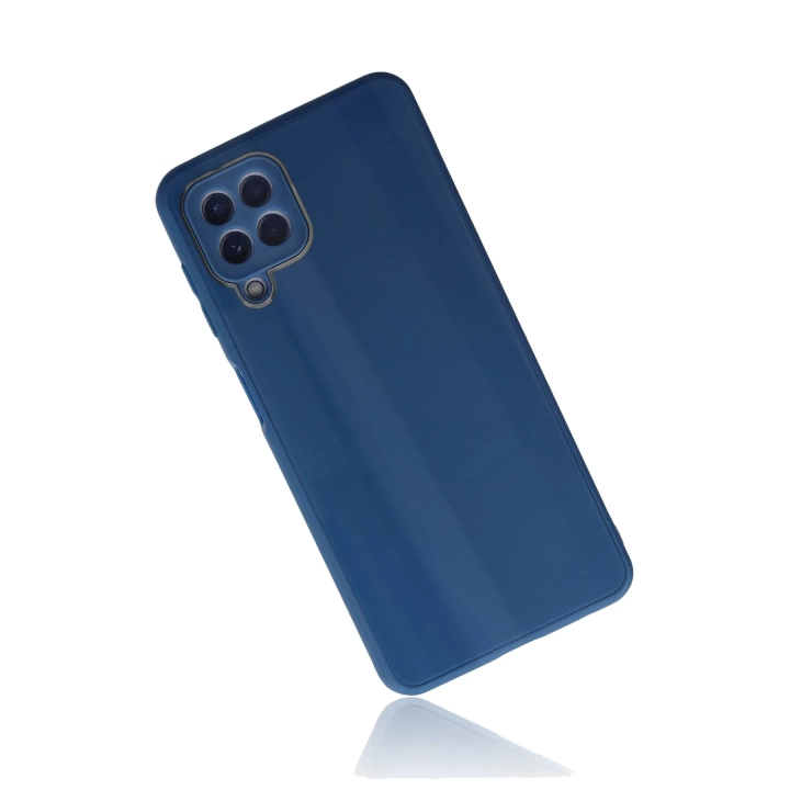 BFS  Samsung Galaxy A22 Kılıf Glass Kapak - Mavi