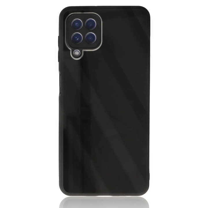 BFS  Samsung Galaxy A22 Kılıf Glass Kapak - Siyah