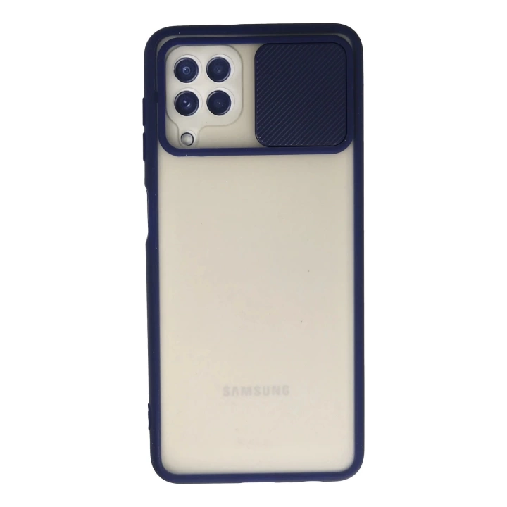 BFS  Samsung Galaxy A22 Kılıf Palm Buzlu Kamera Sürgülü Silikon - Lacivert