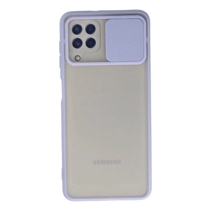 BFS  Samsung Galaxy A22 Kılıf Palm Buzlu Kamera Sürgülü Silikon - Lila