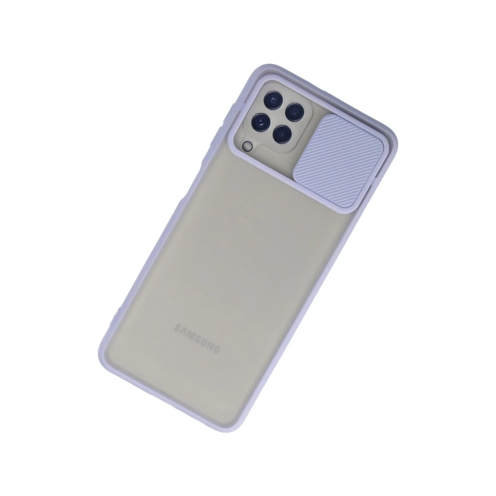 BFS  Samsung Galaxy A22 Kılıf Palm Buzlu Kamera Sürgülü Silikon - Lila