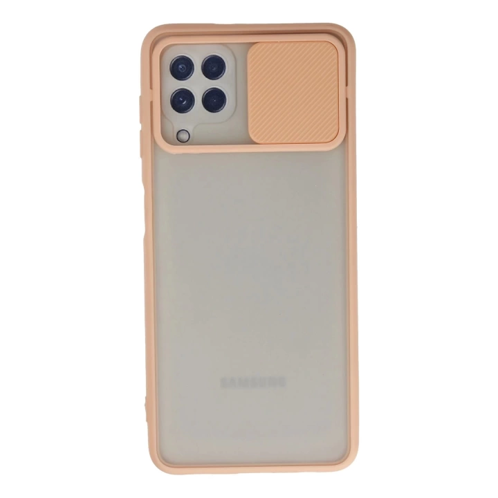 BFS Samsung Galaxy A22 Kılıf Palm Buzlu Kamera Sürgülü Silikon - Pembe