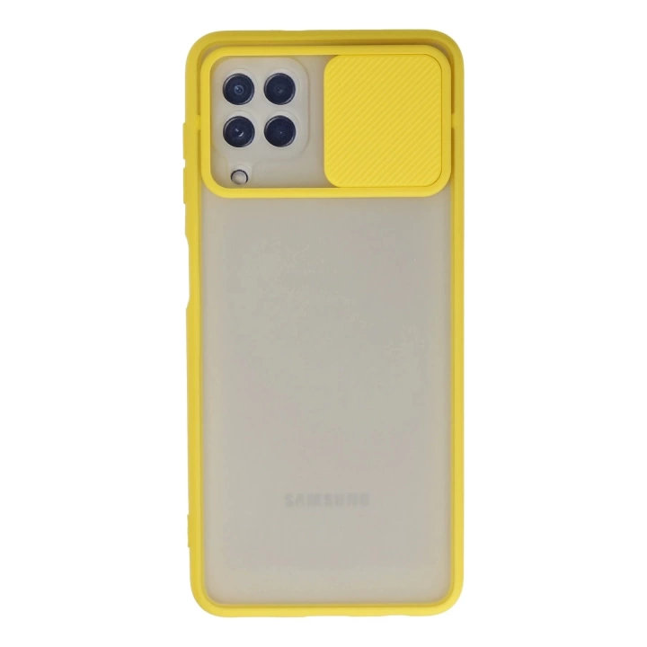 BFS  Samsung Galaxy A22 Kılıf Palm Buzlu Kamera Sürgülü Silikon - Sarı