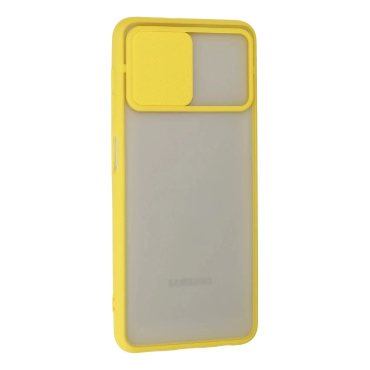 BFS  Samsung Galaxy A22 Kılıf Palm Buzlu Kamera Sürgülü Silikon - Sarı