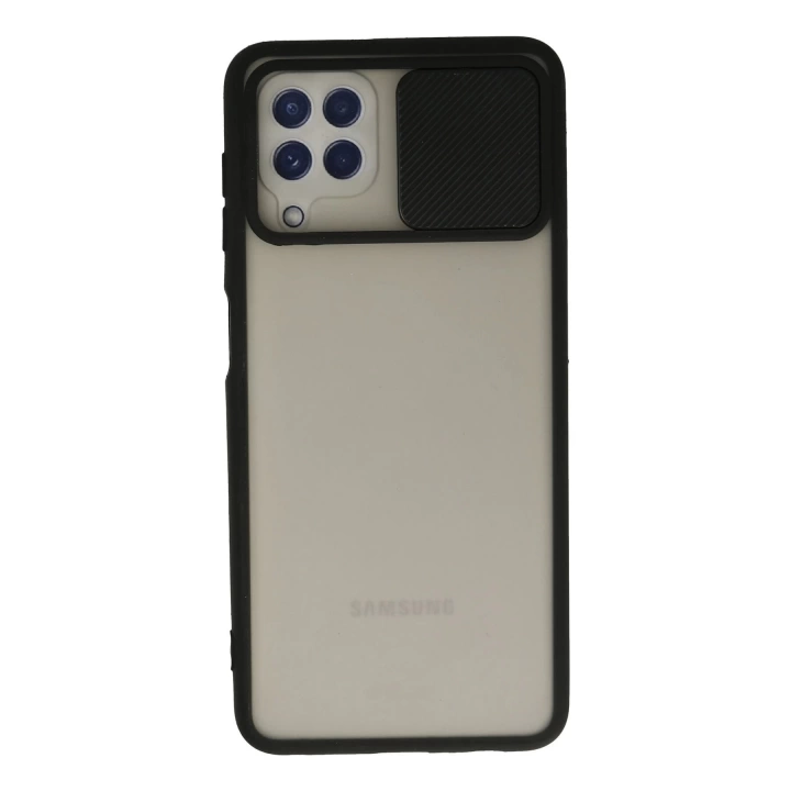 BFS  Samsung Galaxy A22 Kılıf Palm Buzlu Kamera Sürgülü Silikon - Siyah