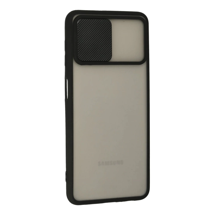 BFS Samsung Galaxy A22 Kılıf Palm Buzlu Kamera Sürgülü Silikon - Siyah