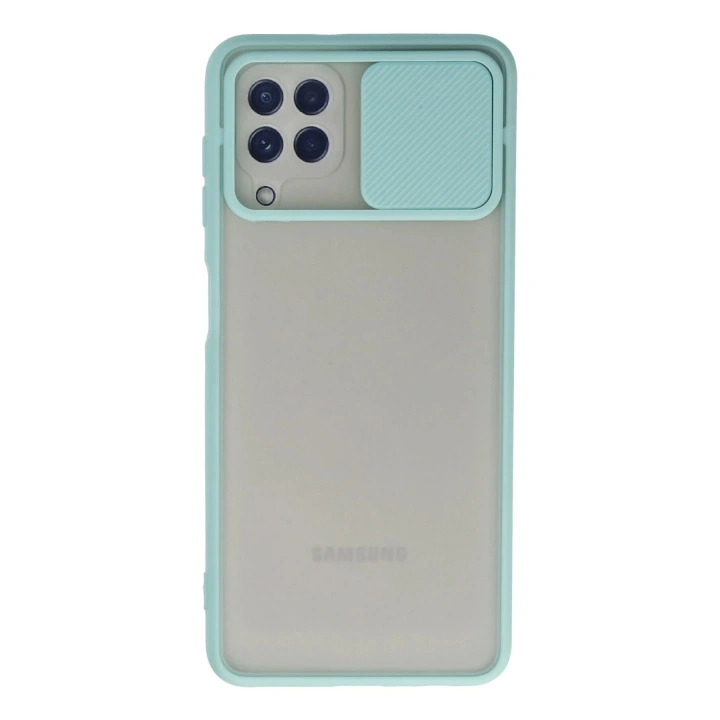 BFS Samsung Galaxy A22 Kılıf Palm Buzlu Kamera Sürgülü Silikon - Turkuaz