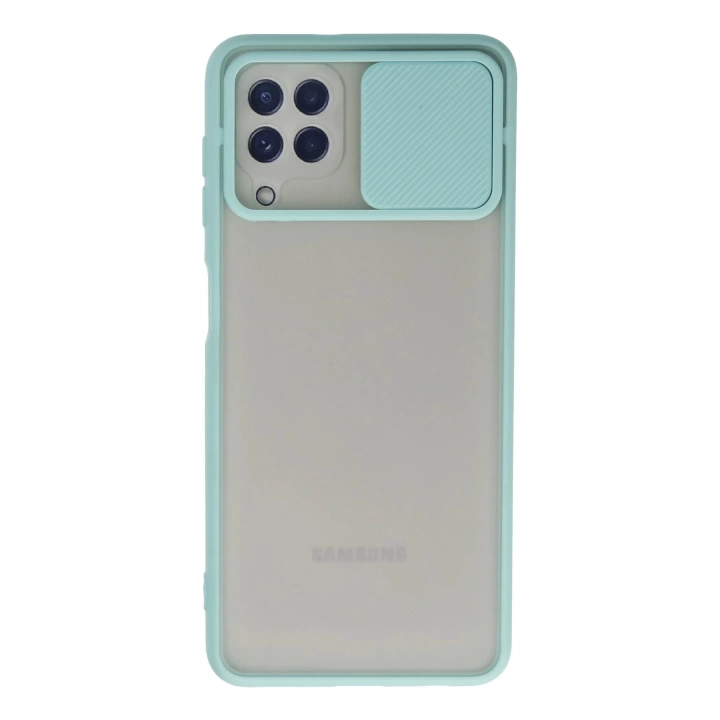 BFS  Samsung Galaxy A22 Kılıf Palm Buzlu Kamera Sürgülü Silikon - Turkuaz