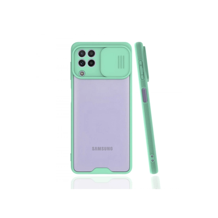 BFS  Samsung Galaxy A22 Kılıf Platin Kamera Koruma Silikon - Açık Yeşil