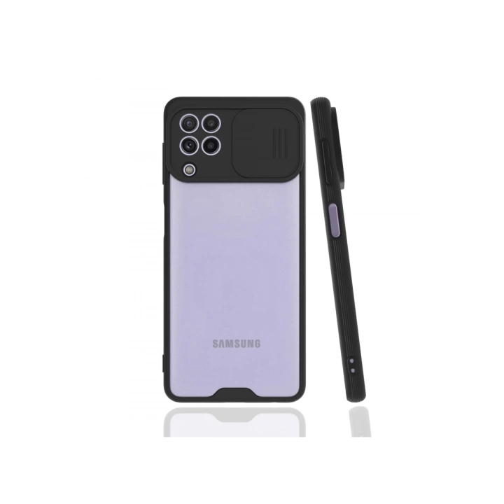 BFS  Samsung Galaxy A22 Kılıf Platin Kamera Koruma Silikon - Siyah