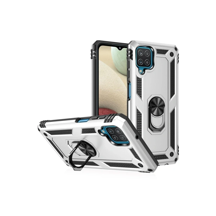 BFS  Samsung Galaxy A22 Kılıf Sofya Yüzüklü Silikon Kapak - Gümüş