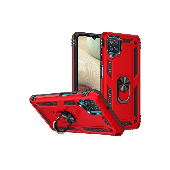 BFS  Samsung Galaxy A22 Kılıf Sofya Yüzüklü Silikon Kapak - Kırmızı