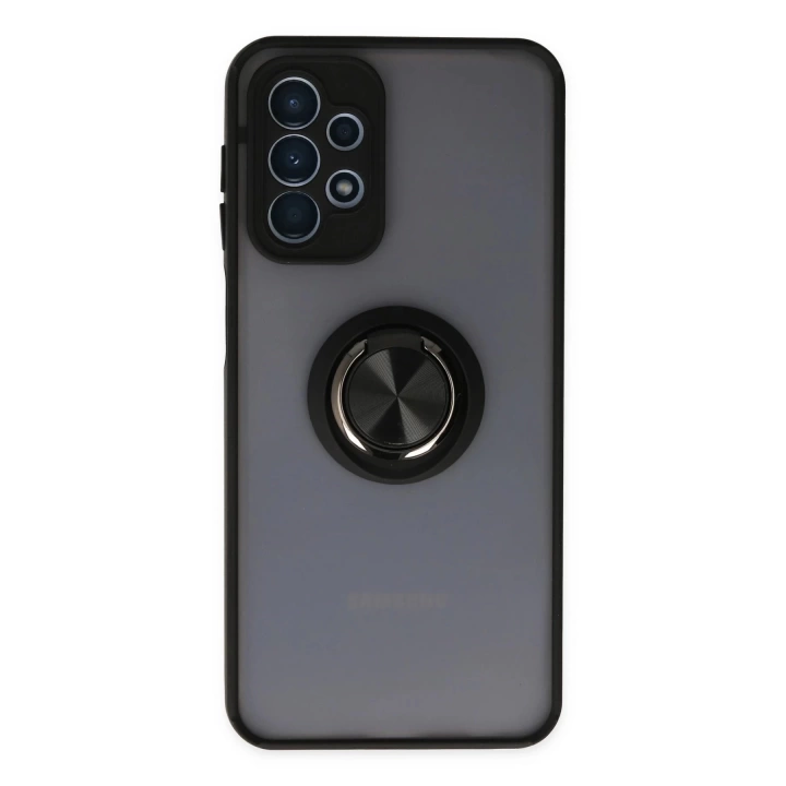 BFS  Samsung Galaxy A23 4G Kılıf Montreal Yüzüklü Silikon Kapak - Siyah