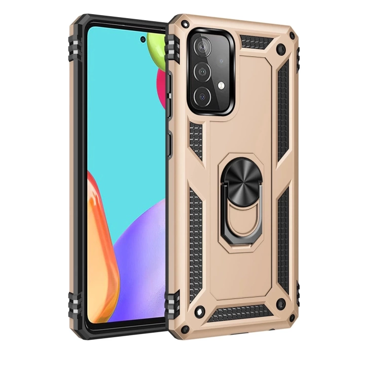 BFS  Samsung Galaxy A23 4G Kılıf Sofya Yüzüklü Silikon Kapak - Gold
