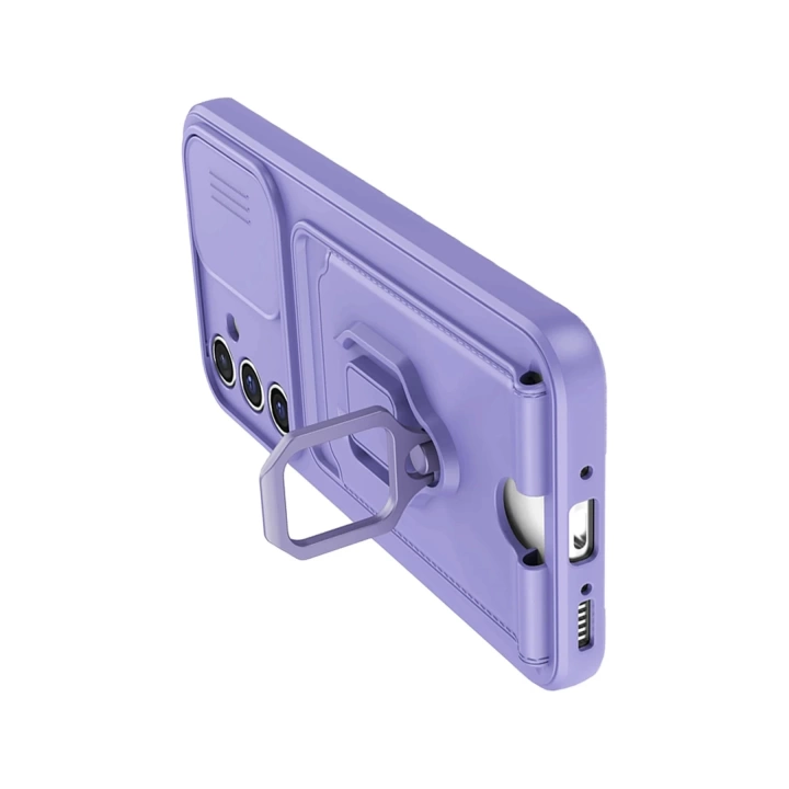 BFS  Samsung Galaxy A25 5G Kılıf Zuma Kartvizitli Yüzüklü Silikon - Lila